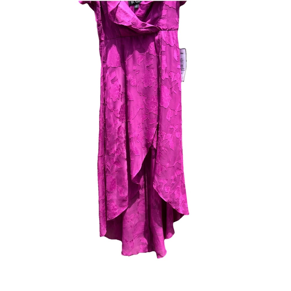BCX Off-The-Shoulder Ruffled Asymmetrical-Hem Jacquard Dress Women's XS Pink NWT - Picture 10 of 10